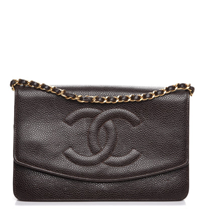 Chanel Caviar Timeless CC Wallet On Chain WOC Dark Brown 1 of 10