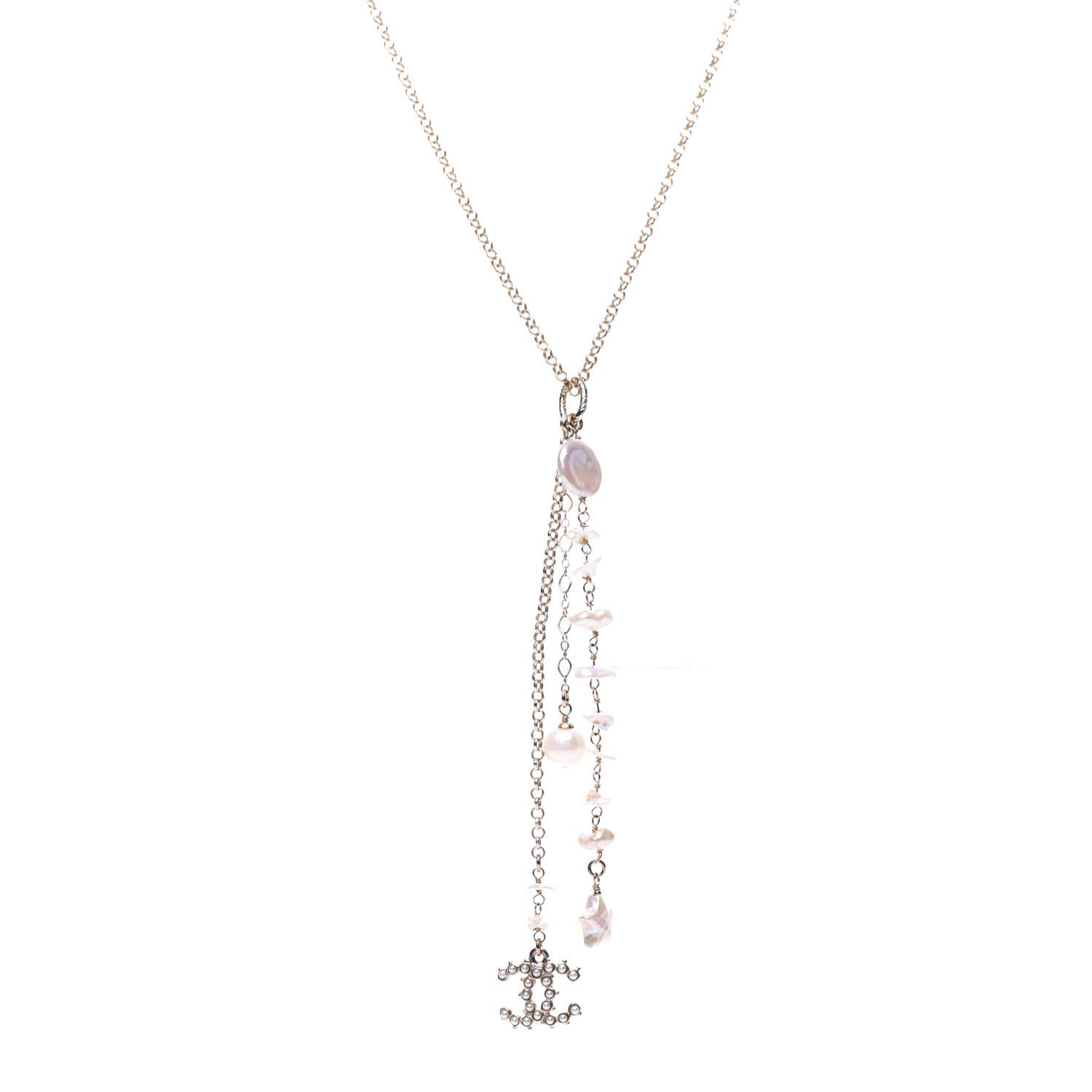 Chanel Pearl CC Chain Necklace Gold 1 of 6