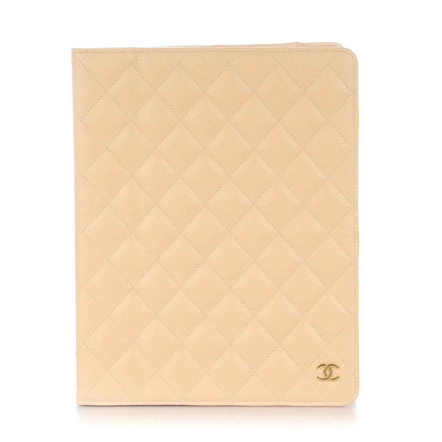 Caviar Quilted iPad Case Light Beige