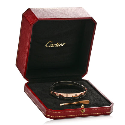 Cartier 18K Pink White Gold 12 Diamond Double LOVE Bracelet 17 9 of 9