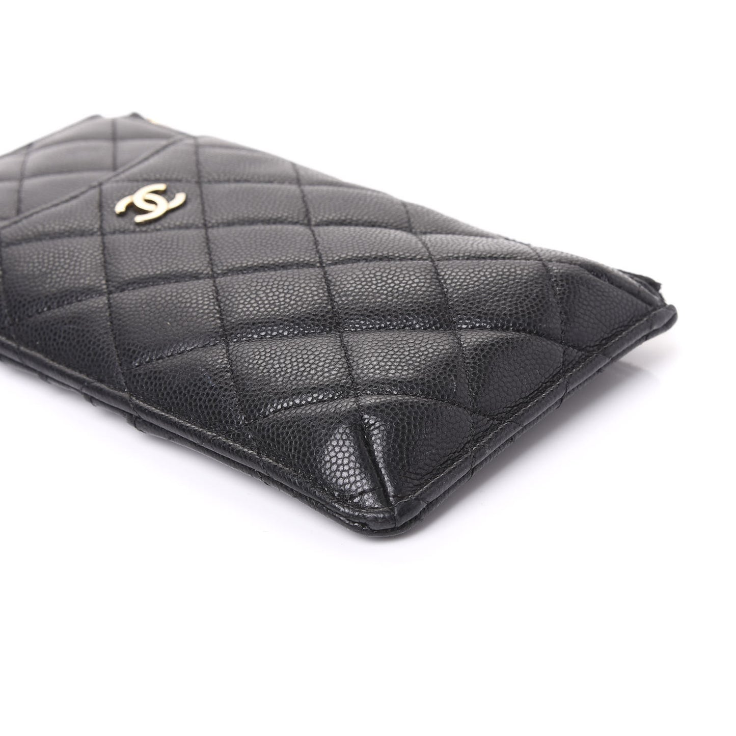 Caviar Quilted Classic Flat Wallet Pouch Black