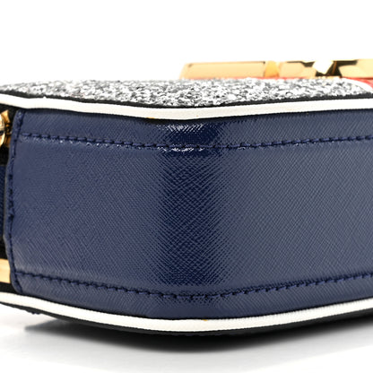 Marc Jacobs Glitter Calfskin Snake Embossed Snapshot Camera Bag Navy Silver Red 10 of 10