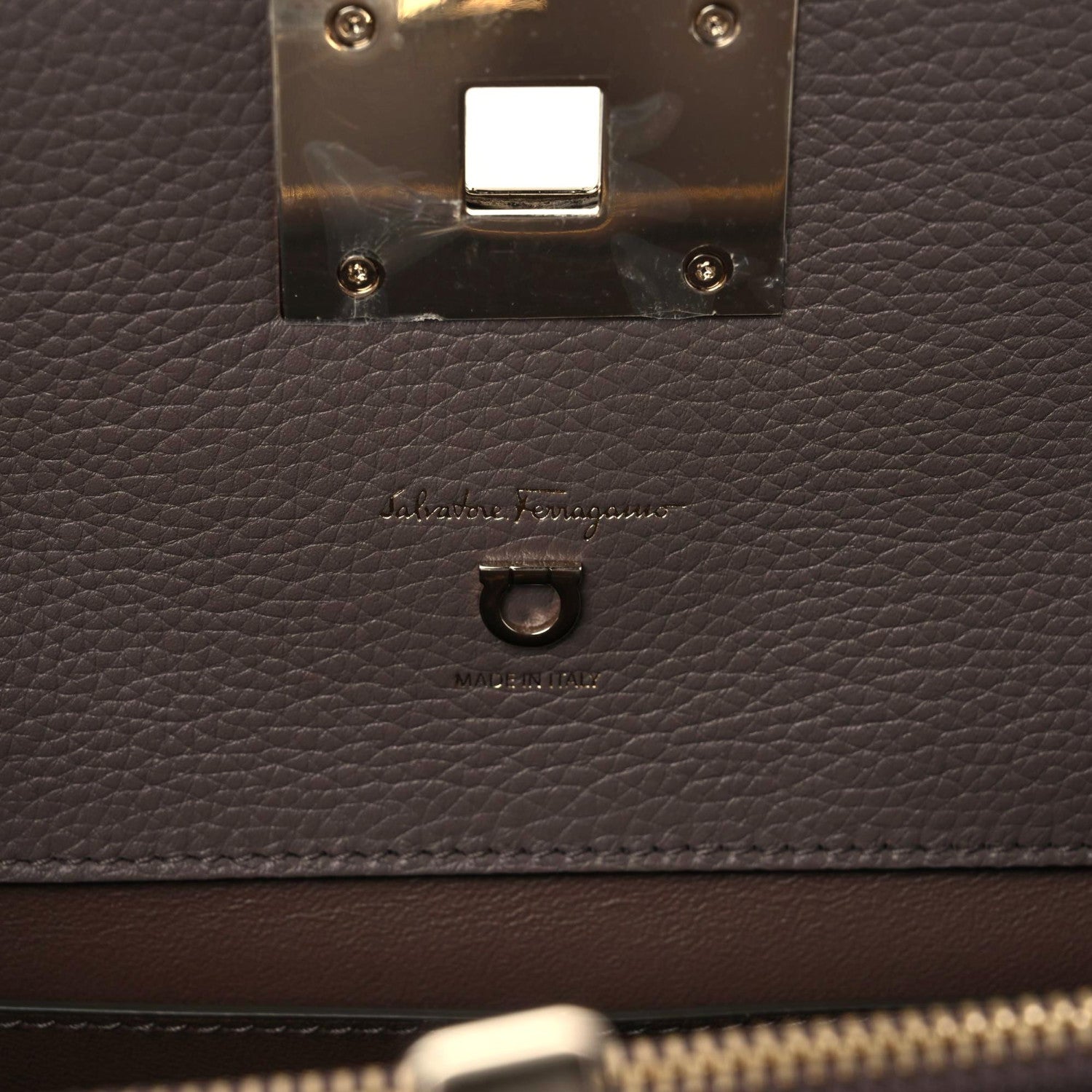 Salvatore Ferragamo Hammered Calfskin Medium Studio Bag Caraway Seed 9 of 9