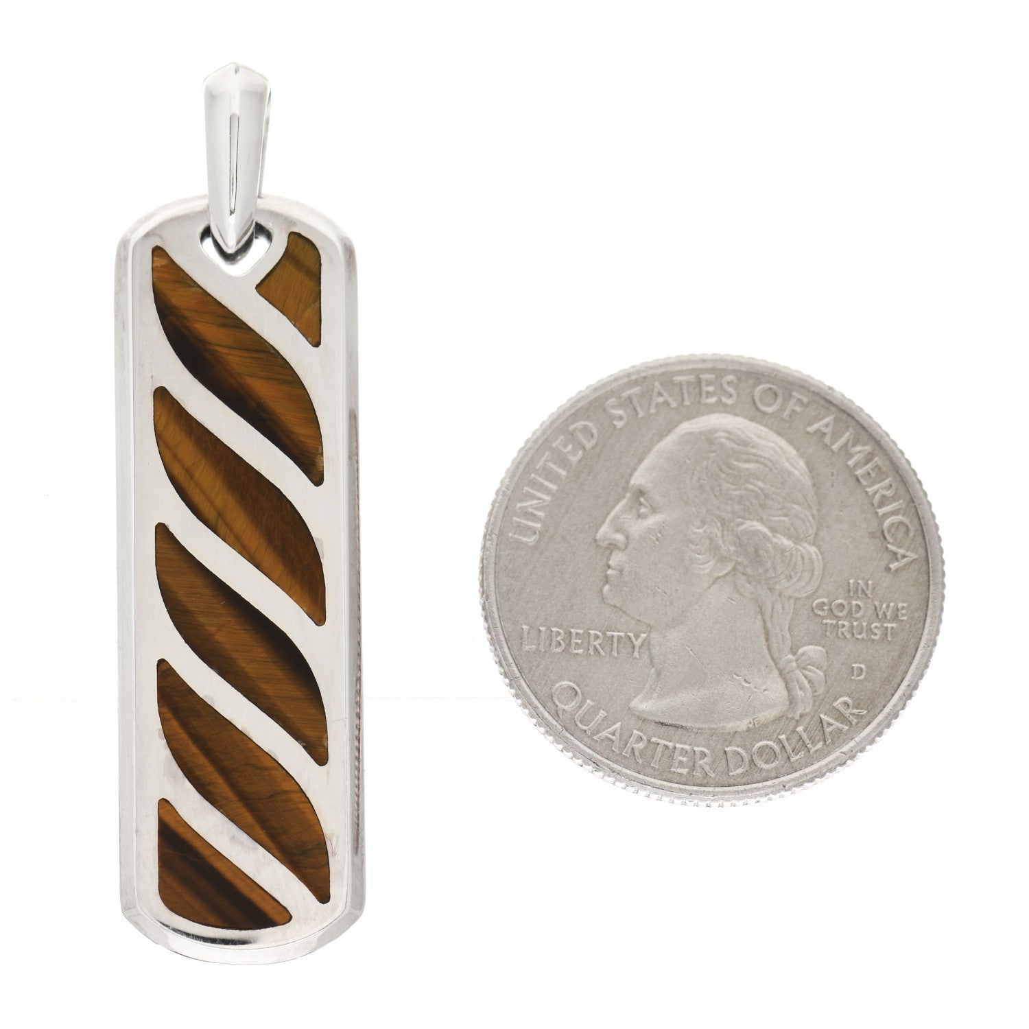 David Yurman Sterling Silver Tiger's Eye Graphic Cable Ingot Tag Pendant 2 of 3