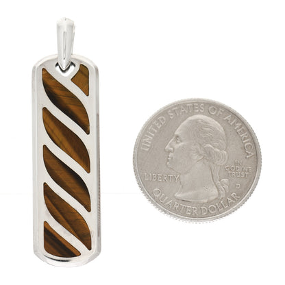 David Yurman Sterling Silver Tiger's Eye Graphic Cable Ingot Tag Pendant 2 of 3