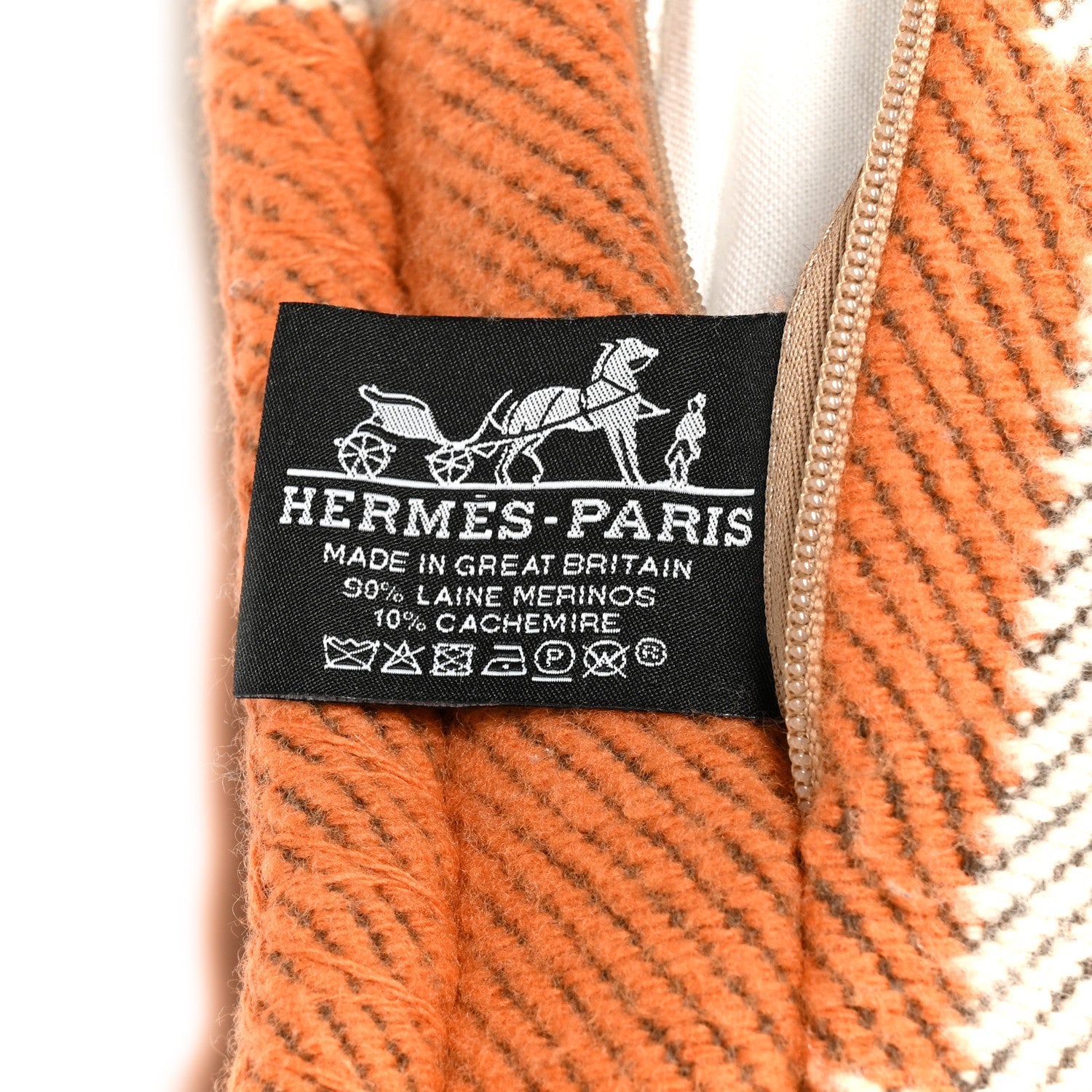 Hermes Wool Cashmere Avalon Pillow PM Ecru Potiron 3 of 3