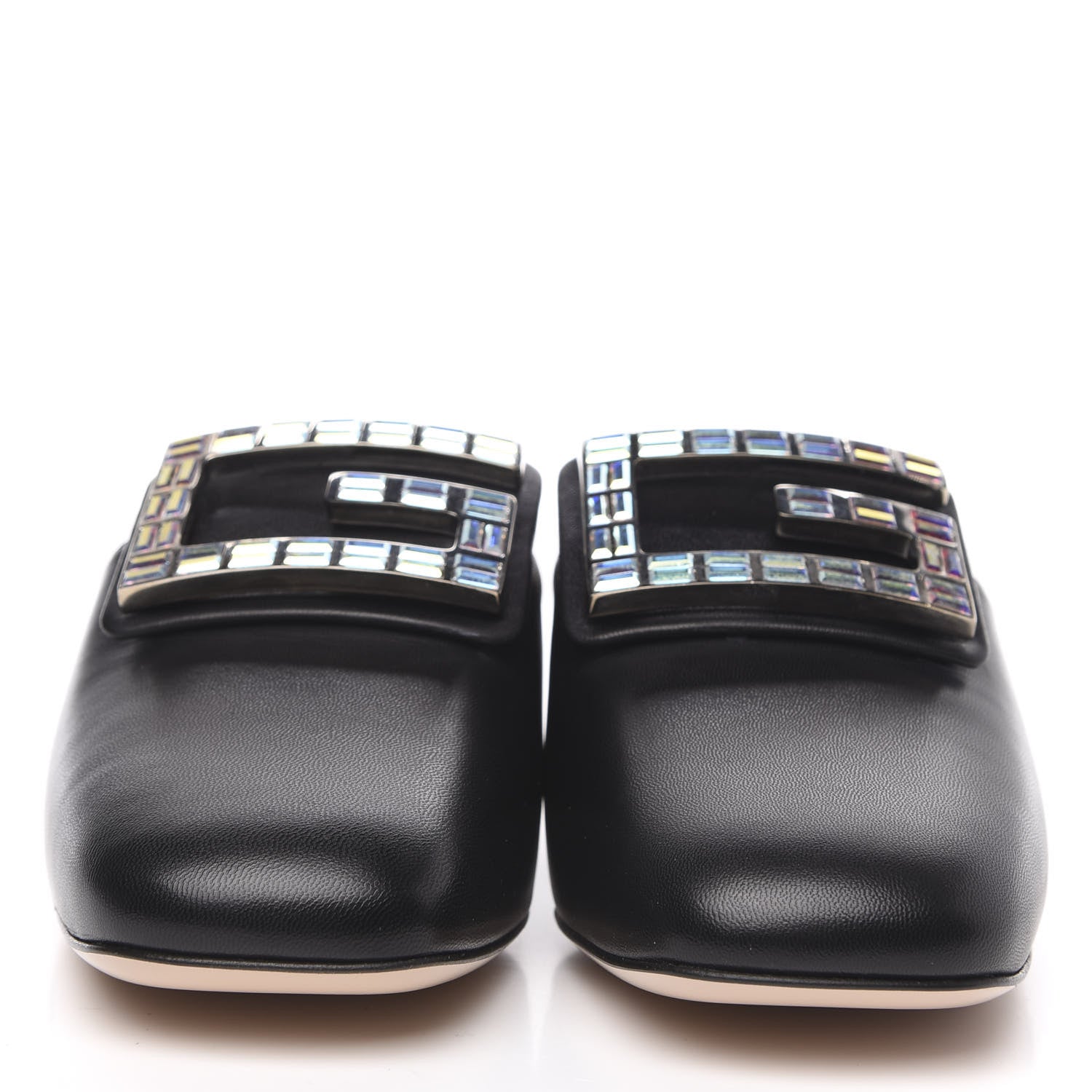 Gucci Malaga Kid Crystal Square G Madelyn Mules 36.5 Black 2 of 9