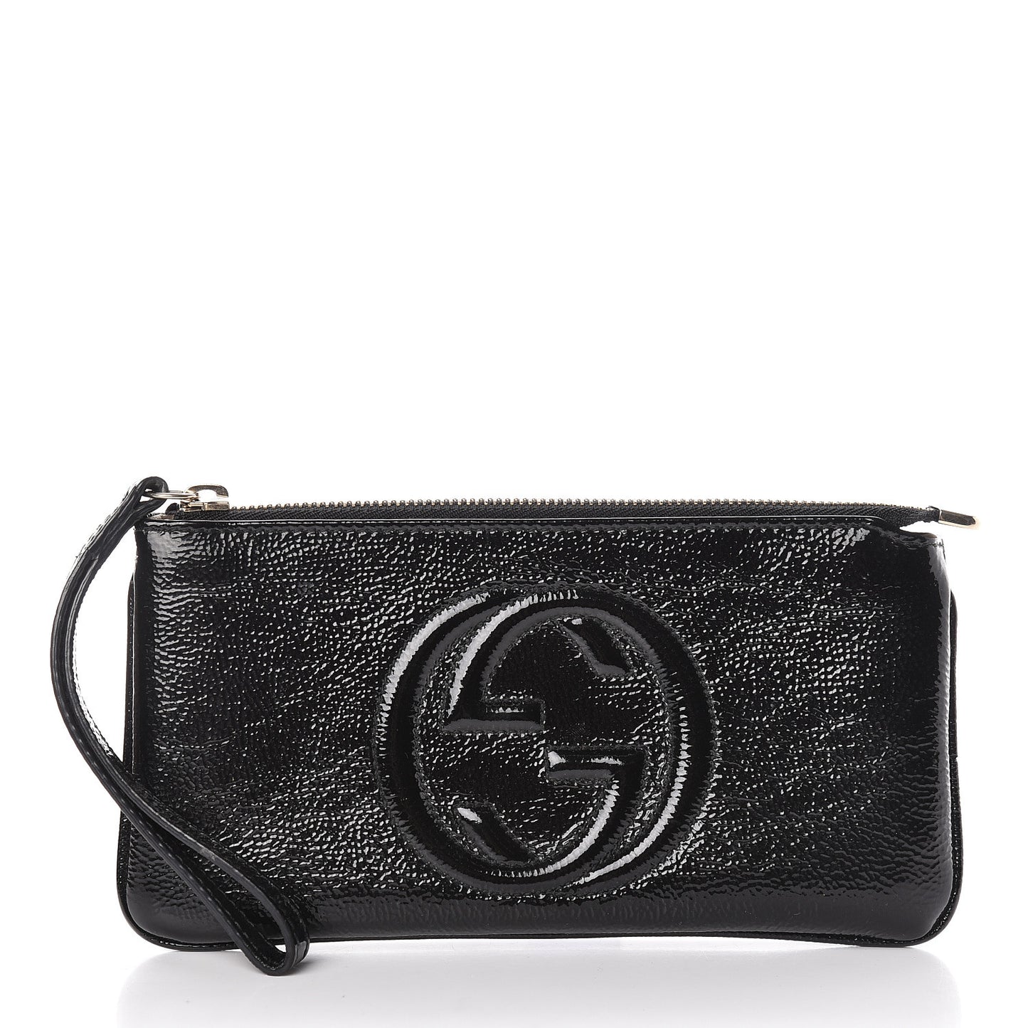 Soft Patent Soho Wristlet Black