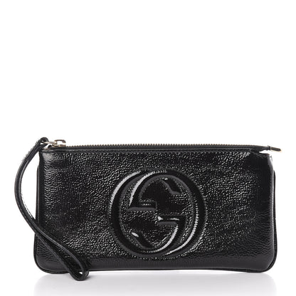 Gucci Soft Patent Soho Wristlet Black 1 of 9