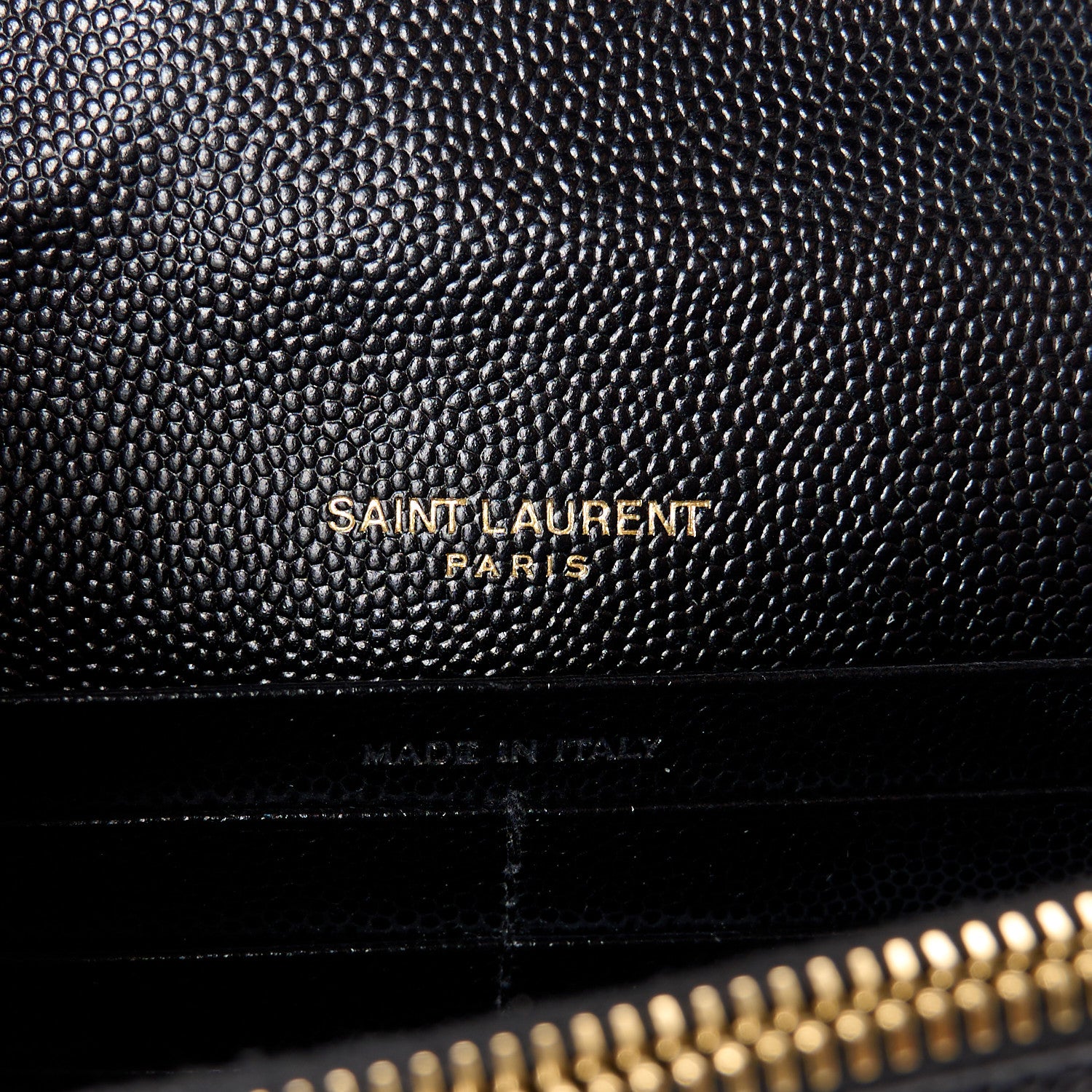 Saint Laurent Grain De Poudre Matelasse Chevron Monogram Envelope Chain Wallet Black 6 of 9