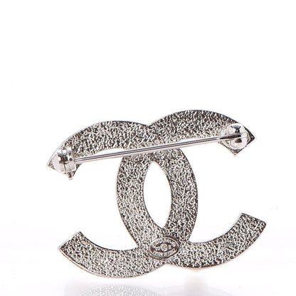Chanel Pearl Crystal CC Mini Brooch Silver 3 of 5