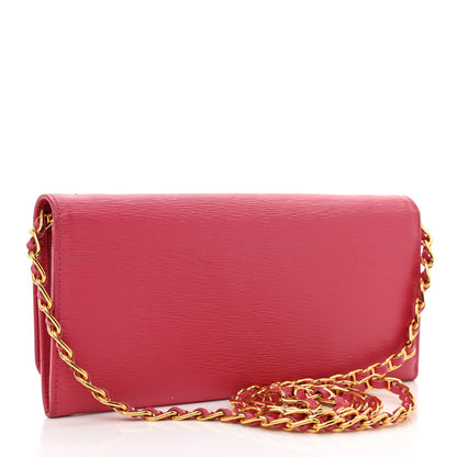 Prada Vitello Move Metal Oro Chain Wallet Peonia 4 of 11