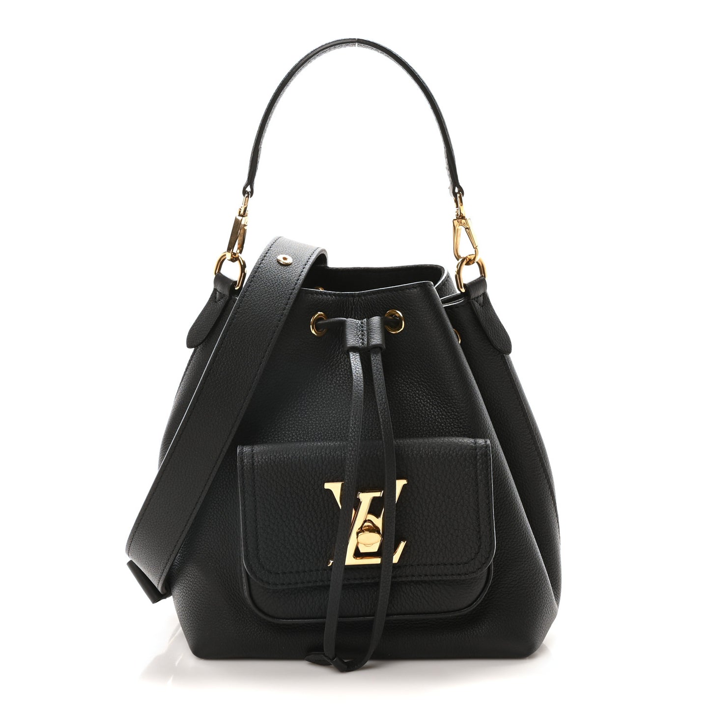 Calfskin Lockme Bucket MM Black
