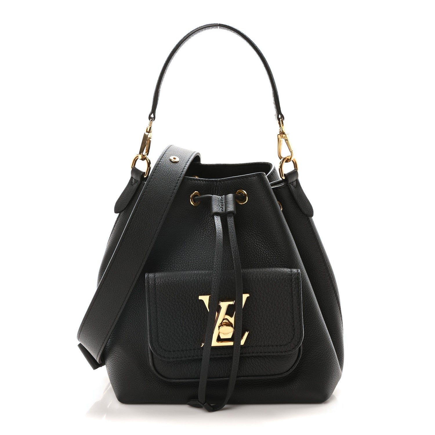 Louis Vuitton Calfskin Lockme Bucket MM Black 1 of 10