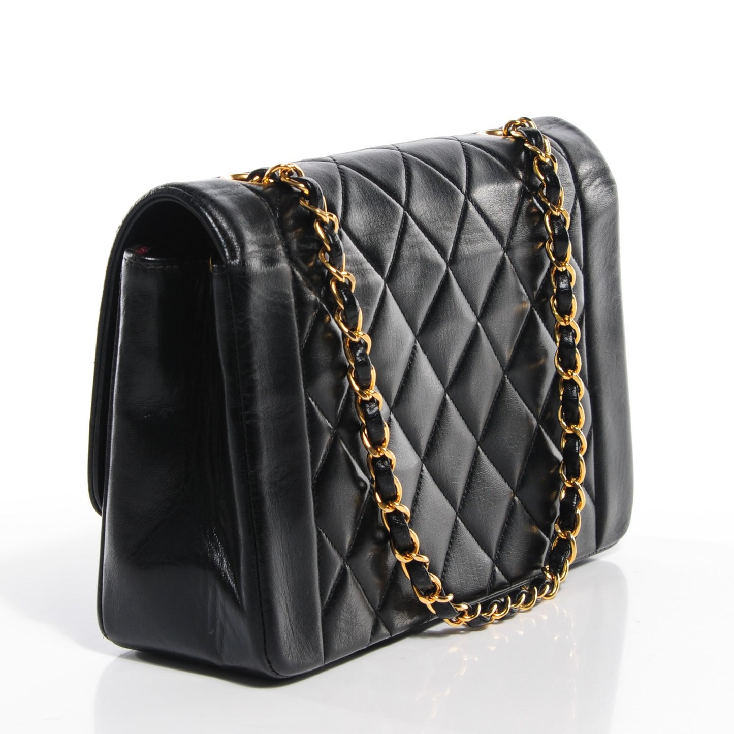 Lambskin Quilted Medium Single Flap Black
