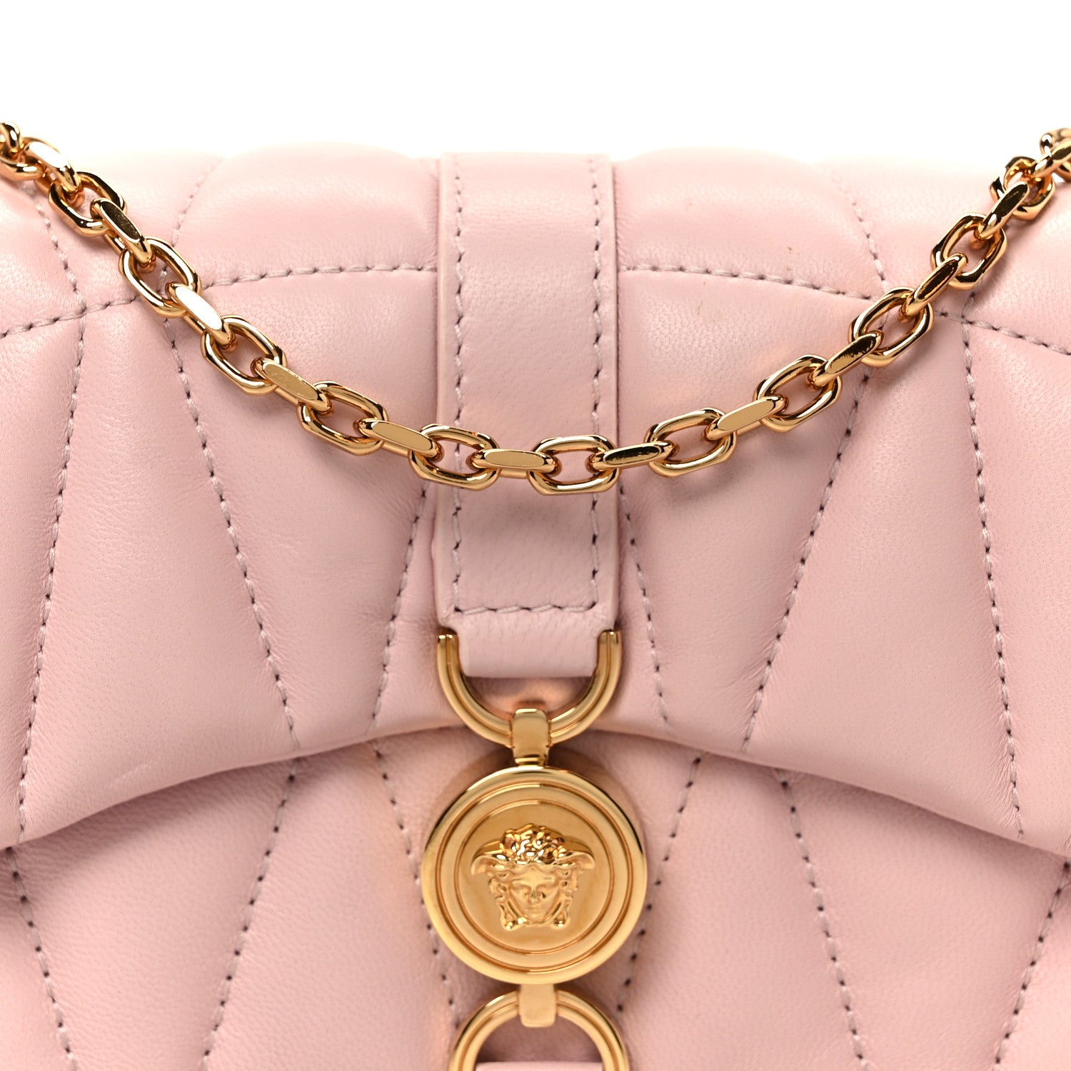 Versace Lambskin Quilted Mini Kleio Crossbody Bag Light Pink 9 of 11