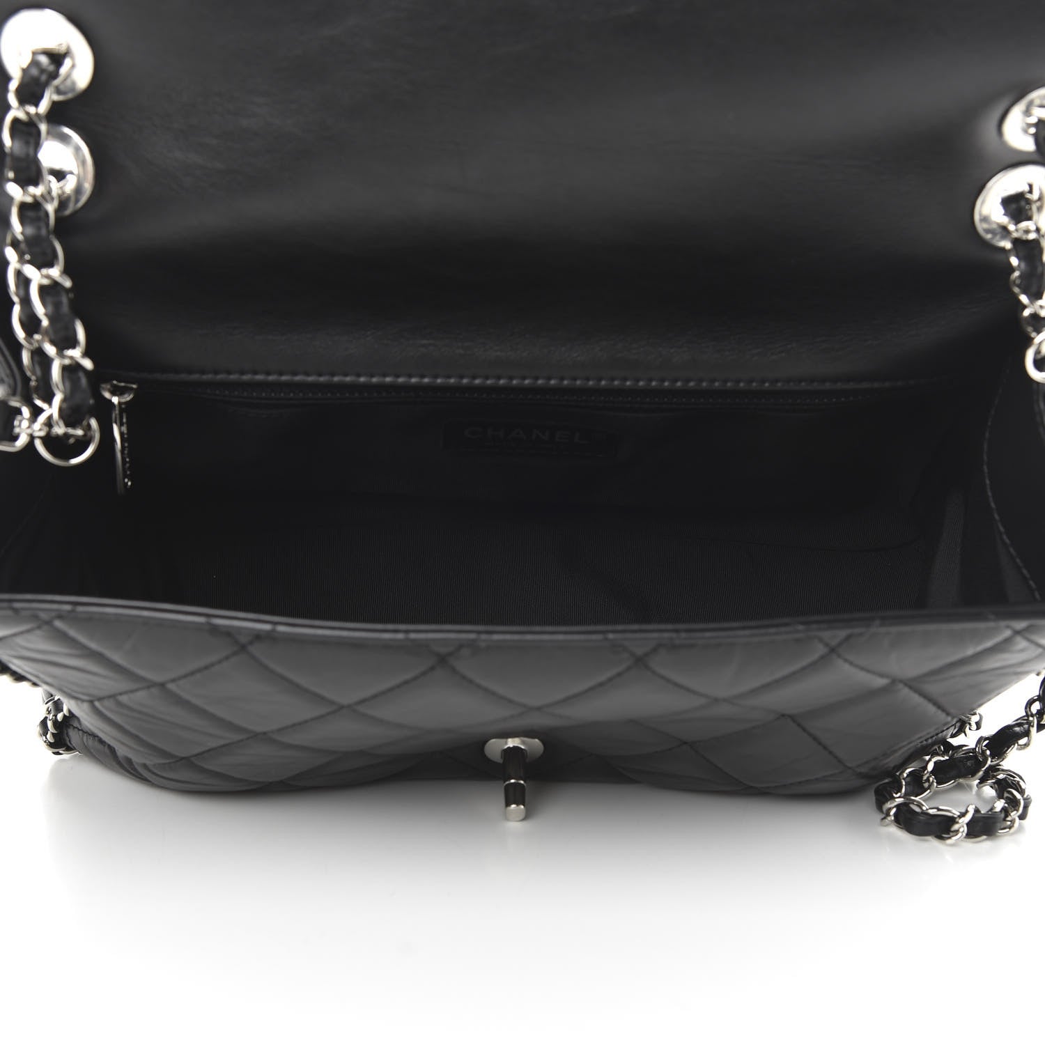 Chanel Crumpled Calfskin Quilted Large Chain All Over Flap Bag Black 5 of 10