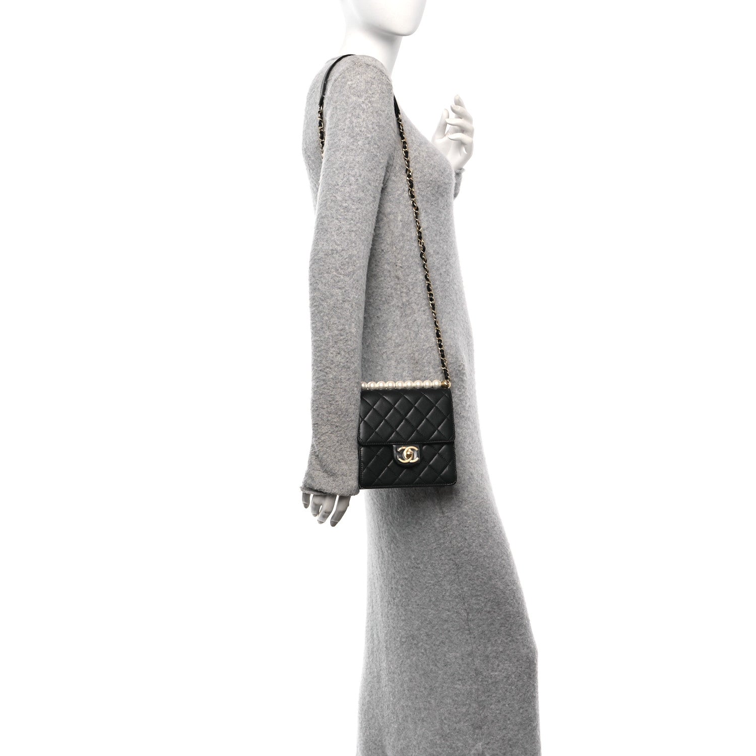 Chanel Lambskin Quilted Chic Pearls Flap Black 2 of 11