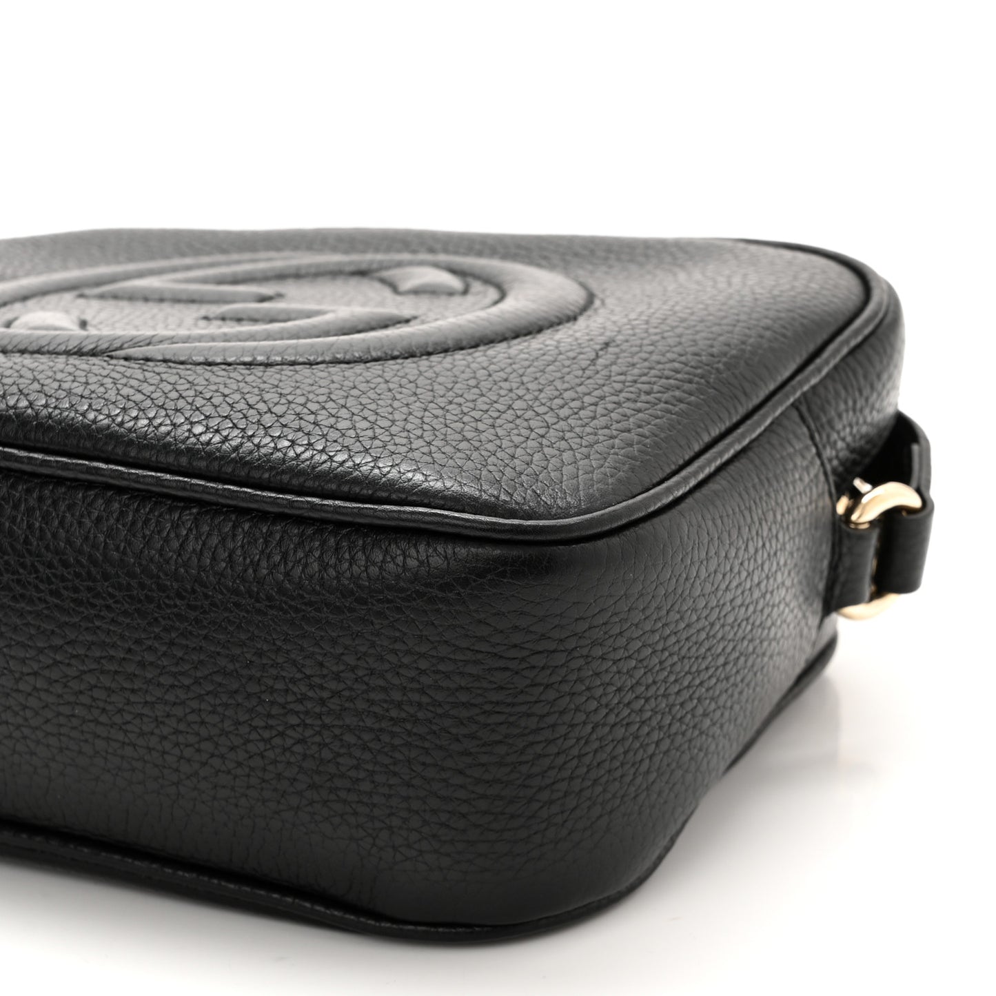 Pebbled Calfskin Small Soho Disco Bag Black