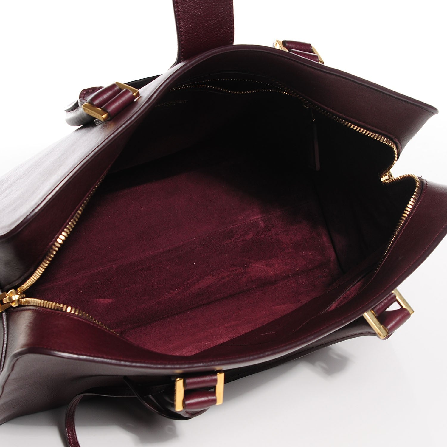 Saint Laurent Smooth Calfskin Medium Cabas Monogram Bordeaux 5 of 9