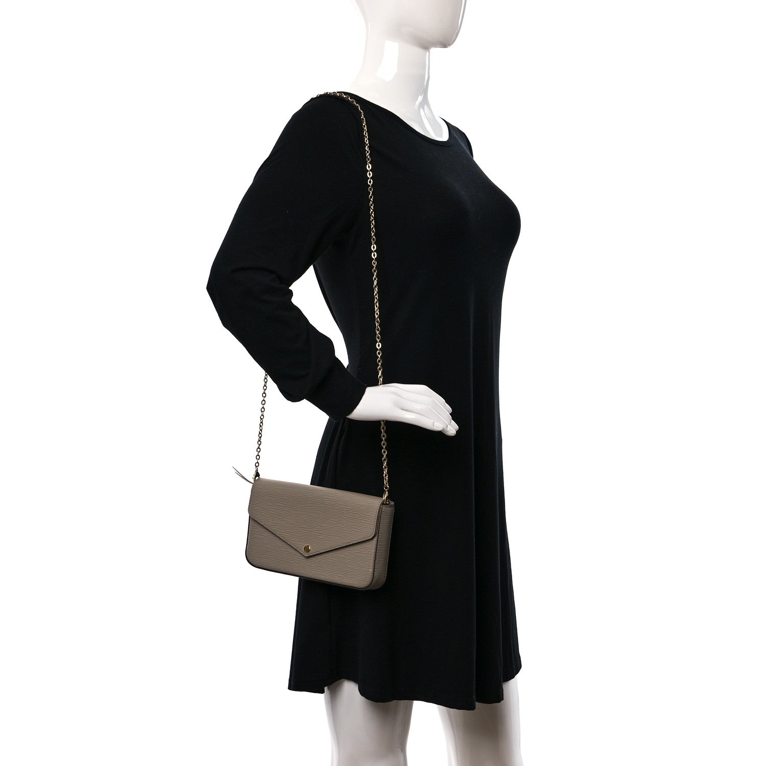 Louis Vuitton Epi Felicie Pochette Chain Wallet Galet 2 of 11