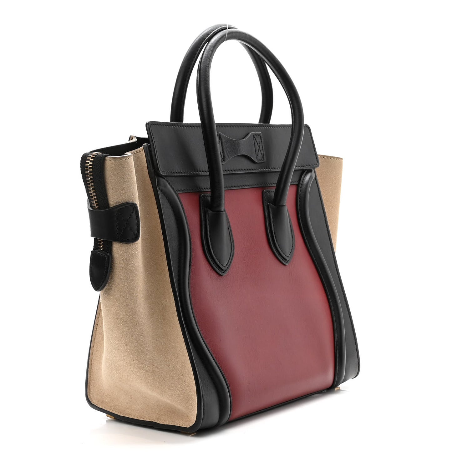 Drummed Calfskin Micro Tri-Color Luggage Rust