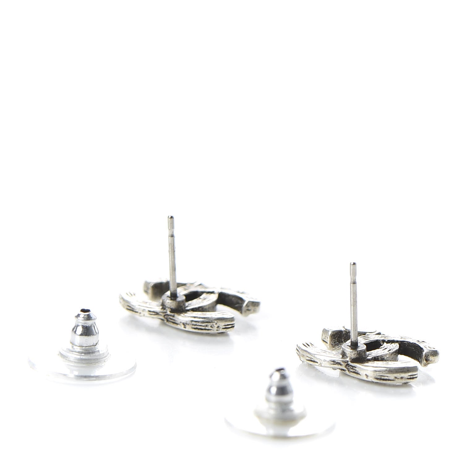 Chanel Crystal CC Earrings Silver 3 of 5