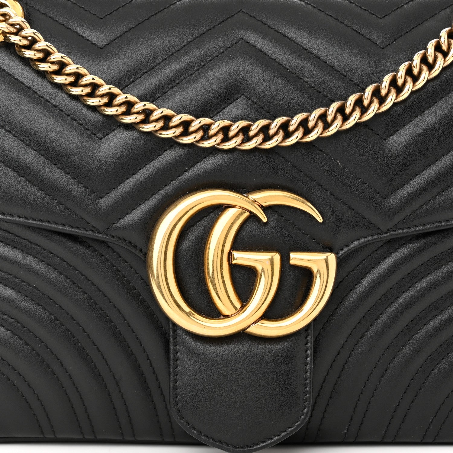 Gucci Calfskin Matelasse Medium GG Marmont Shoulder Bag Black 7 of 12