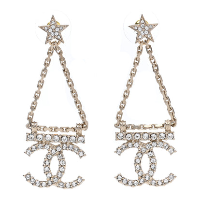Chanel Crystal Star Drop CC Earrings Gold 1 of 5