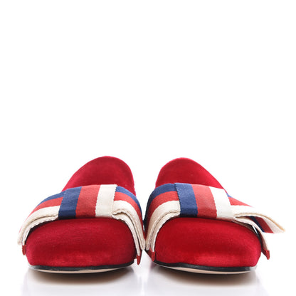 Gucci Velvet Sylvie Bow Slippers 37 Hibiscus Red 2 of 11