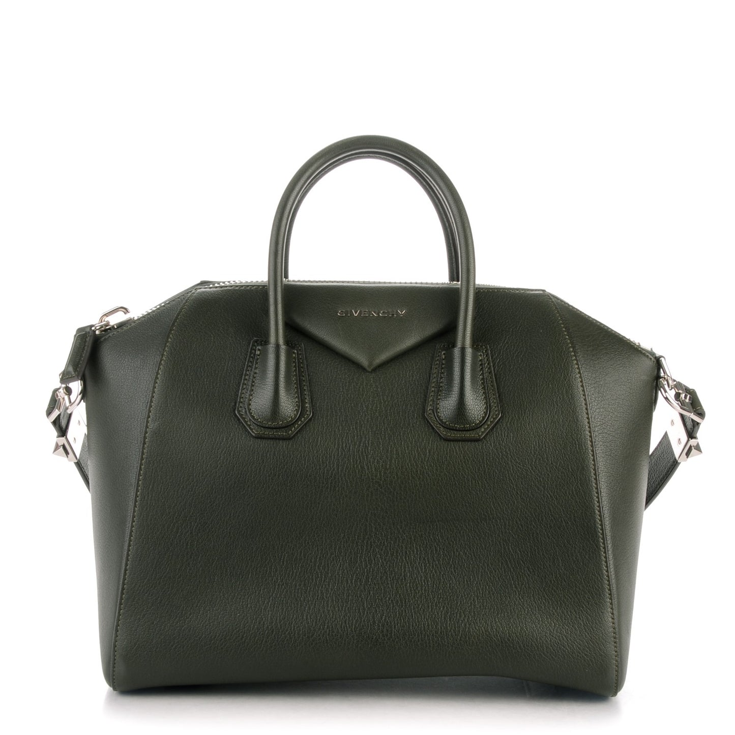Sugar Goatskin Medium Antigona Bottle Green