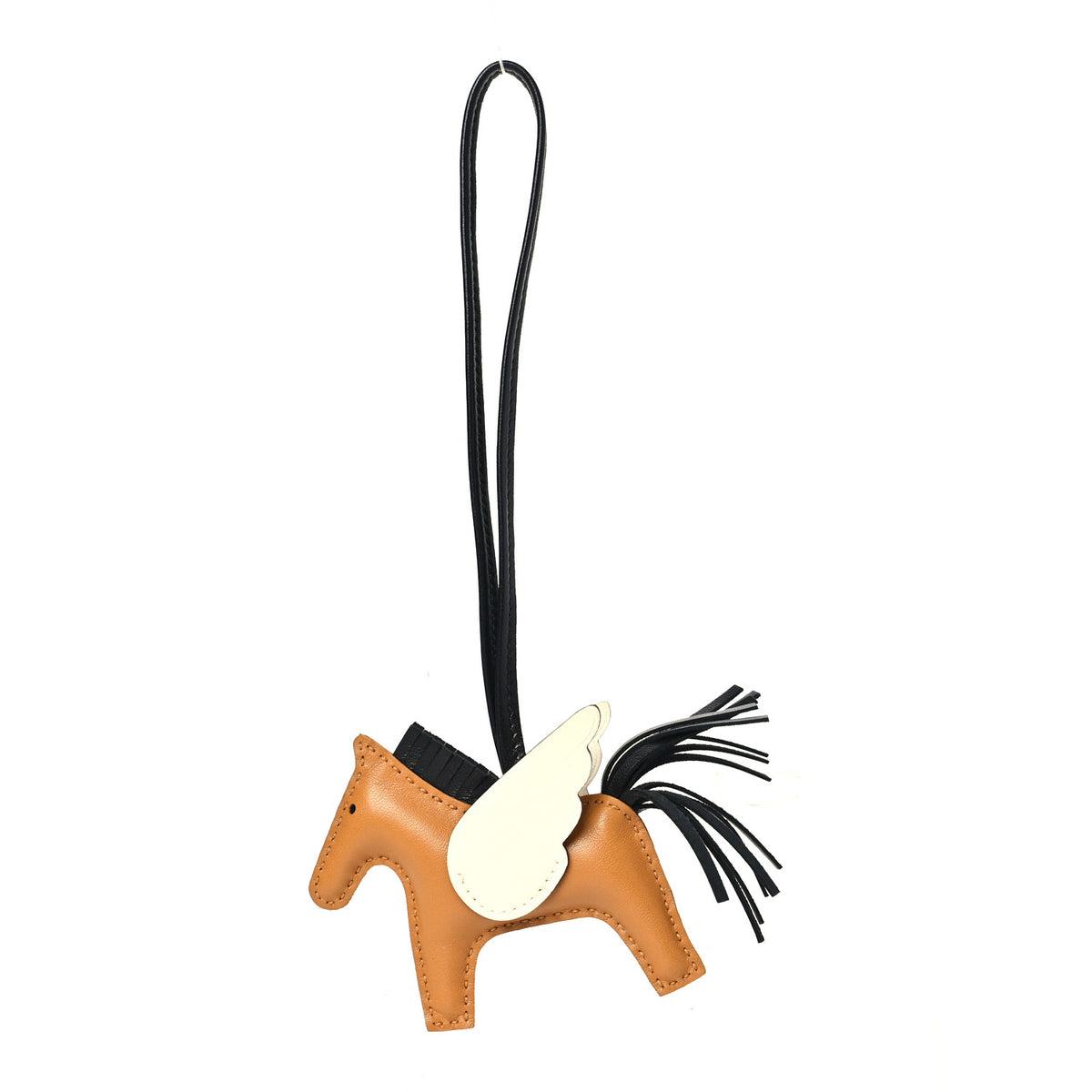 Hermes Milo Lambskin Grigri Rodeo Pegase Horse Bag Charm PM Sesame Black Nata 1 of 5