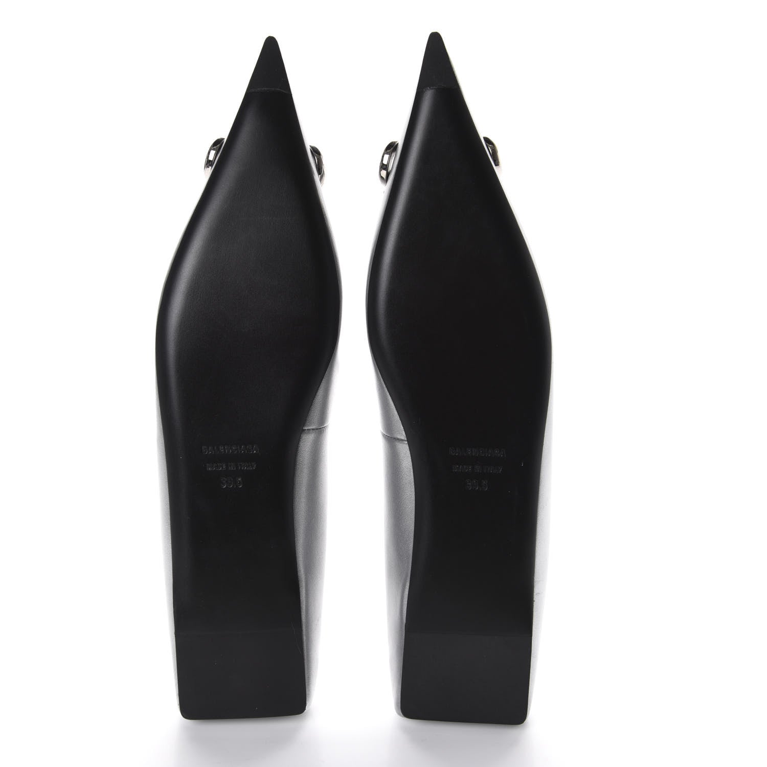Balenciaga Metallic Calfskin BB Knife Pointy Toe Ballerina Flats 39.5 Silver Hardware 8 of 10