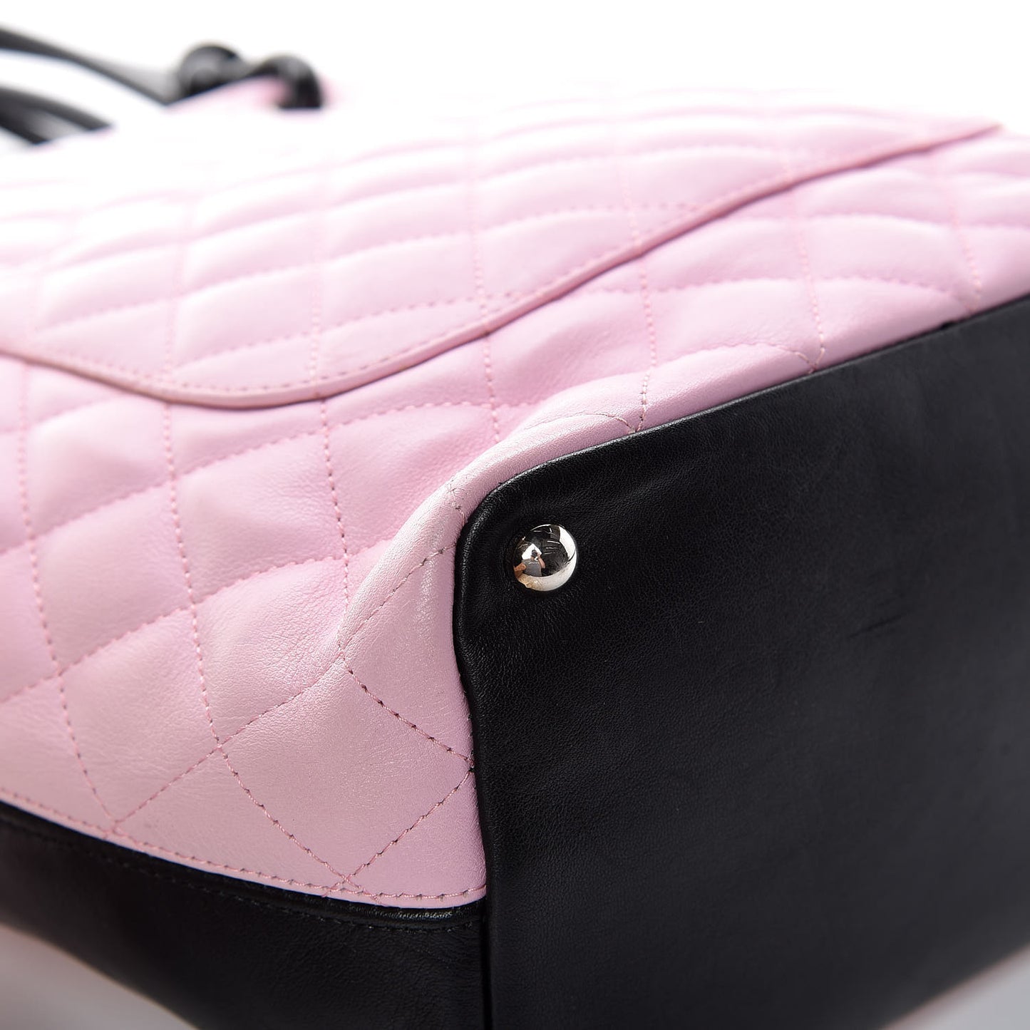 Calfskin Quilted Medium Cambon Tote Pink Black