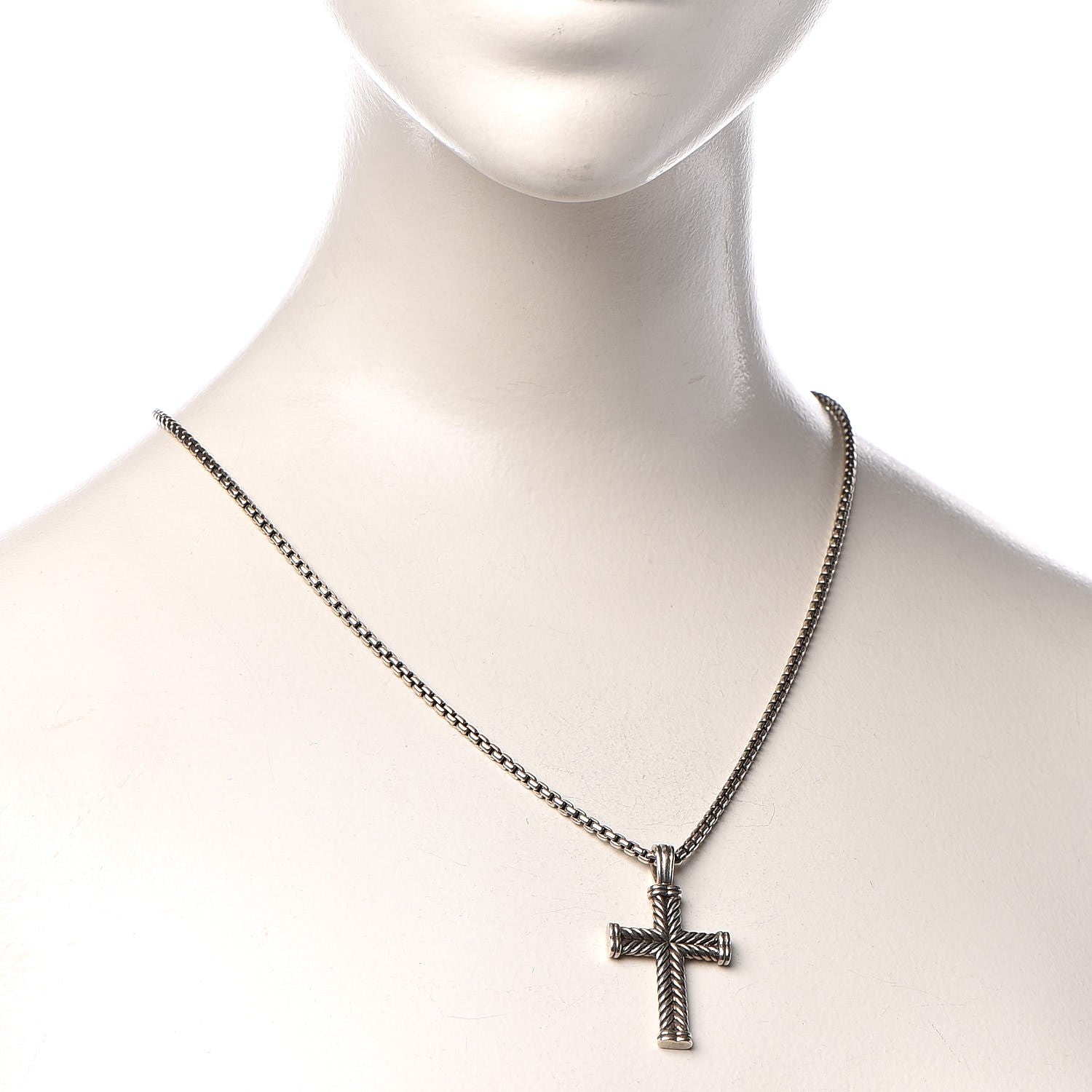 David Yurman Sterling Silver Chevron Cross Necklace 2 of 6