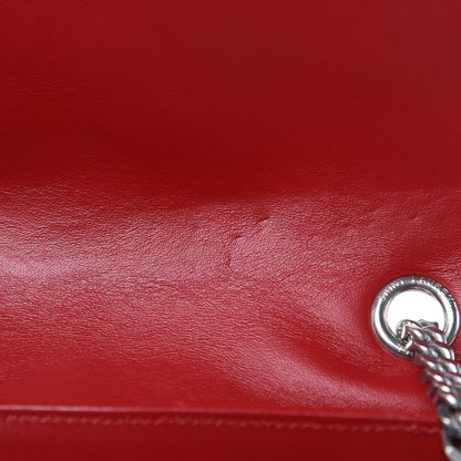 Saint Laurent Calfskin Y Quilted Monogram Medium Loulou Chain Satchel Lipstick Red 13 of 14