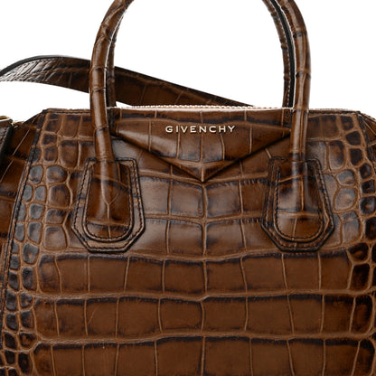 Givenchy Calfskin Crocodile Embossed Small Antigona Brown 8 of 12