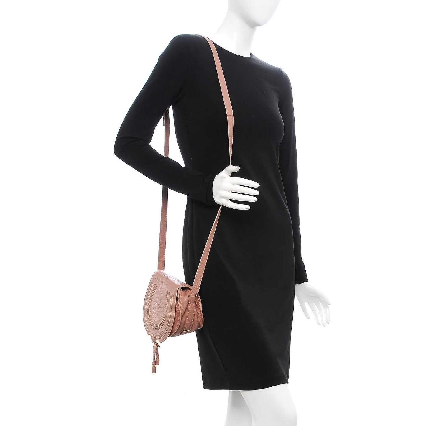 Grained Calfskin Small Marcie Saddle Bag Anemone Pink