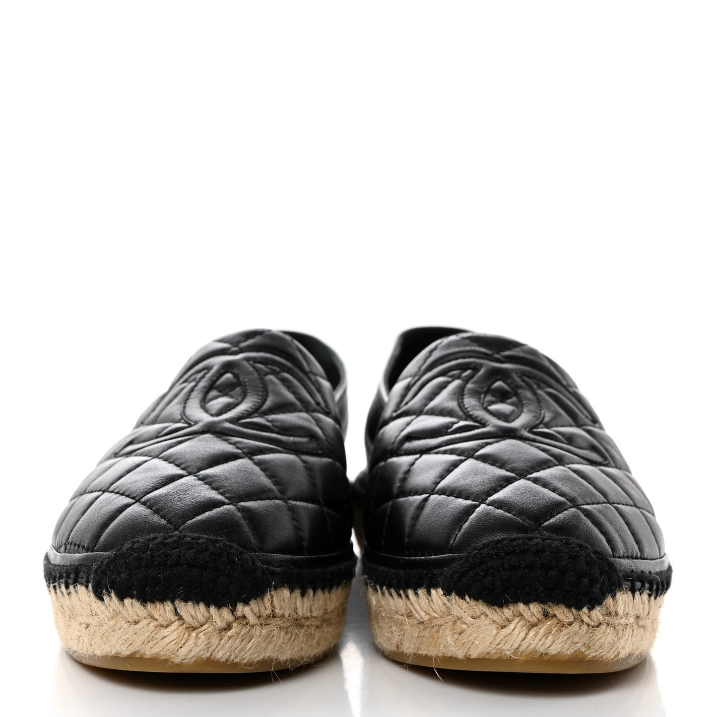 Lambskin Quilted CC Espadrilles 38 Black