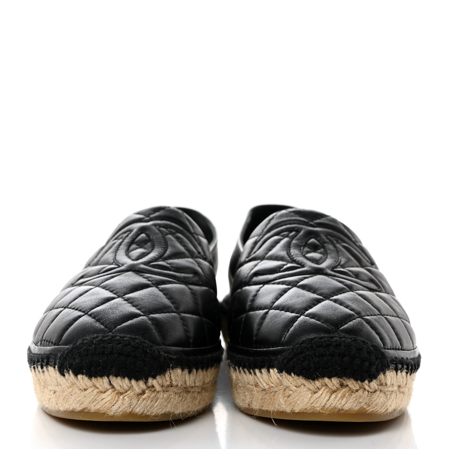 Chanel Lambskin Quilted CC Espadrilles 38 Black 2 of 8