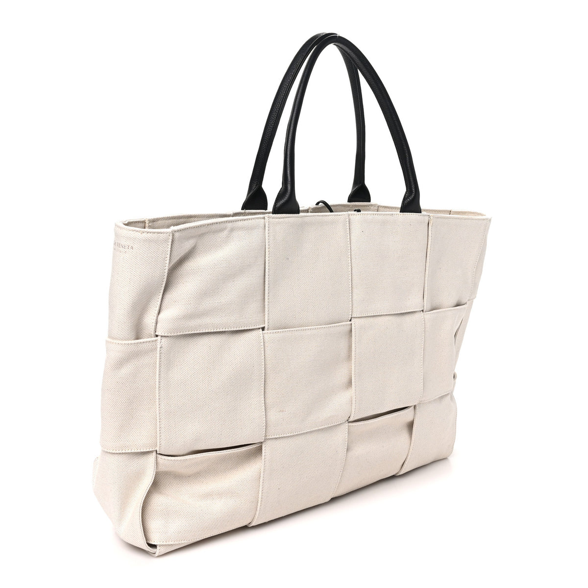 Bottega Veneta Canvas Maxi Intrecciato Large Arco Tote Beige Black 4 of 10