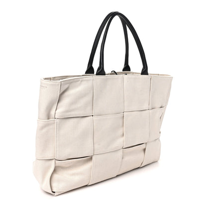 Bottega Veneta Canvas Maxi Intrecciato Large Arco Tote Beige Black 4 of 10
