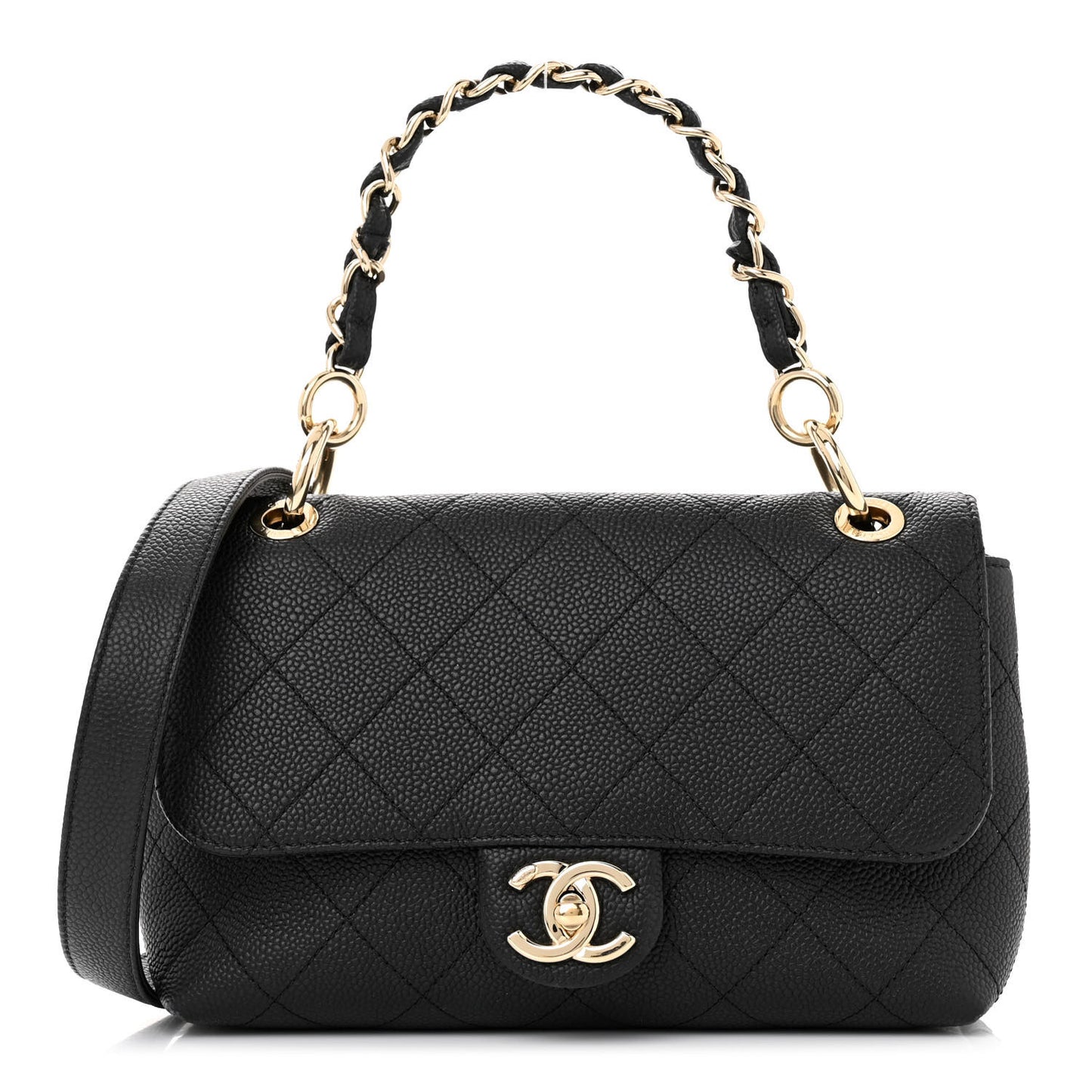 Caviar Quilted Small City Walk Flap Black