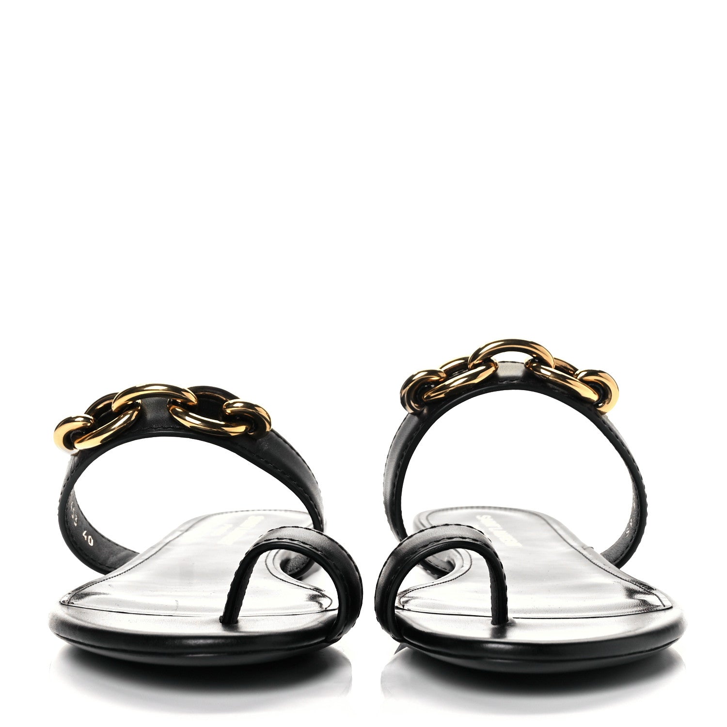 Saint Laurent Calfskin Chain Jota Maillon Sandals 40 Black 2 of 9