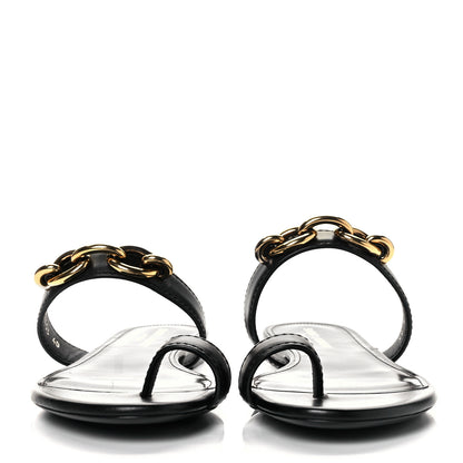 Saint Laurent Calfskin Chain Jota Maillon Sandals 40 Black 2 of 9