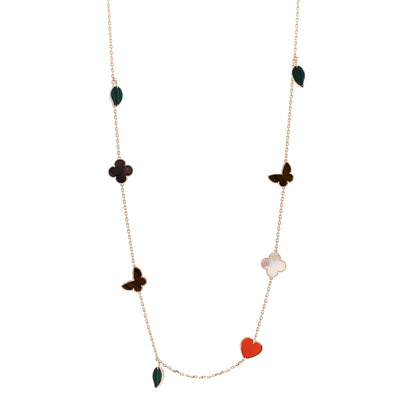 Van Cleef & Arpels 18K Yellow Gold Mother of Pearl Malachite Carnelian Tiger Eye 12 Motif Lucky Alhambra Necklace 1 of 5