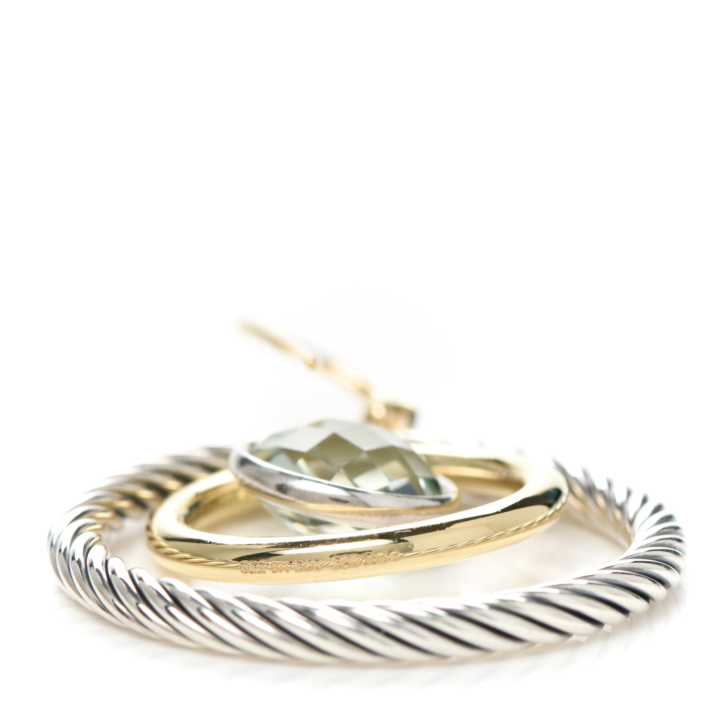 18K Yellow Gold Sterling Silver Prasiolite Mobile Earrings