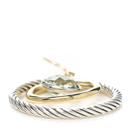 David Yurman 18K Yellow Gold Sterling Silver Prasiolite Mobile Earrings 4 of 5