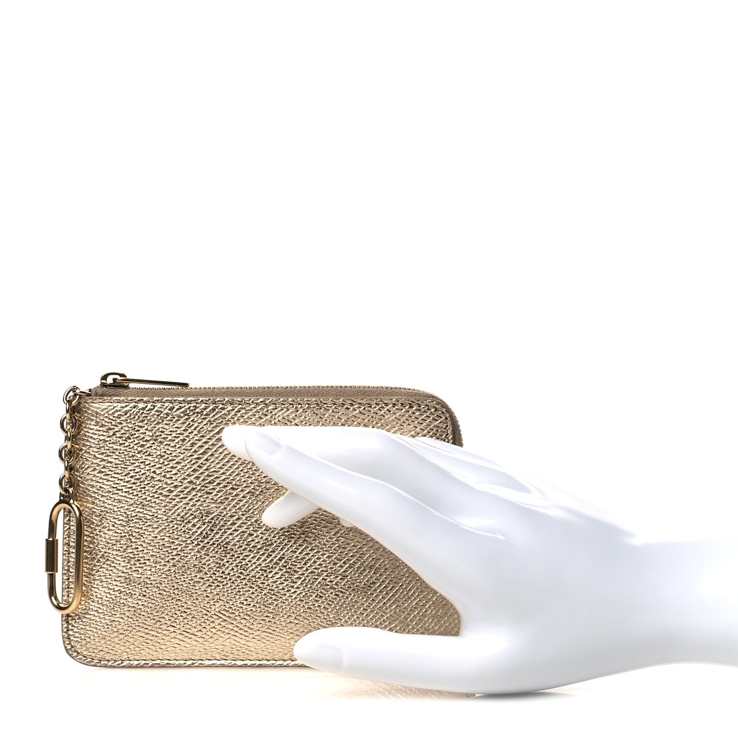 Grained Calfskin Coin Card Case Gold