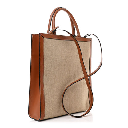Celine Canvas Calfskin Anchor Print Small Vertical Cabas  Tan 3 of 12